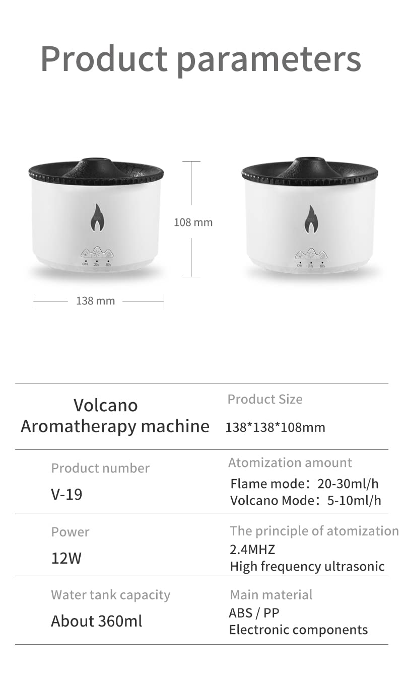 Volcano humidifier multicolor with jelly fish vapour effect