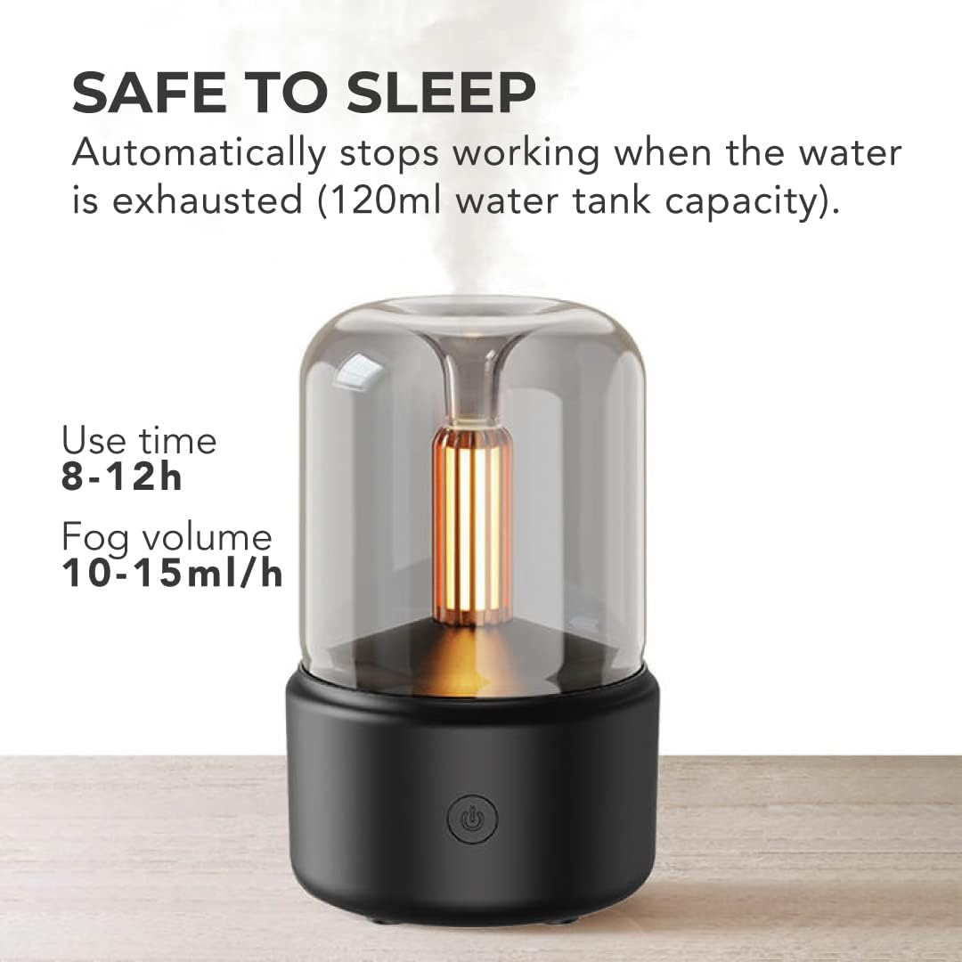 Aroma Diffuser Flame Air Diffuser,Candlelight Humidifier,Portable Essential Oil Diffuser Noiseless Waterless Auto-Off Protection