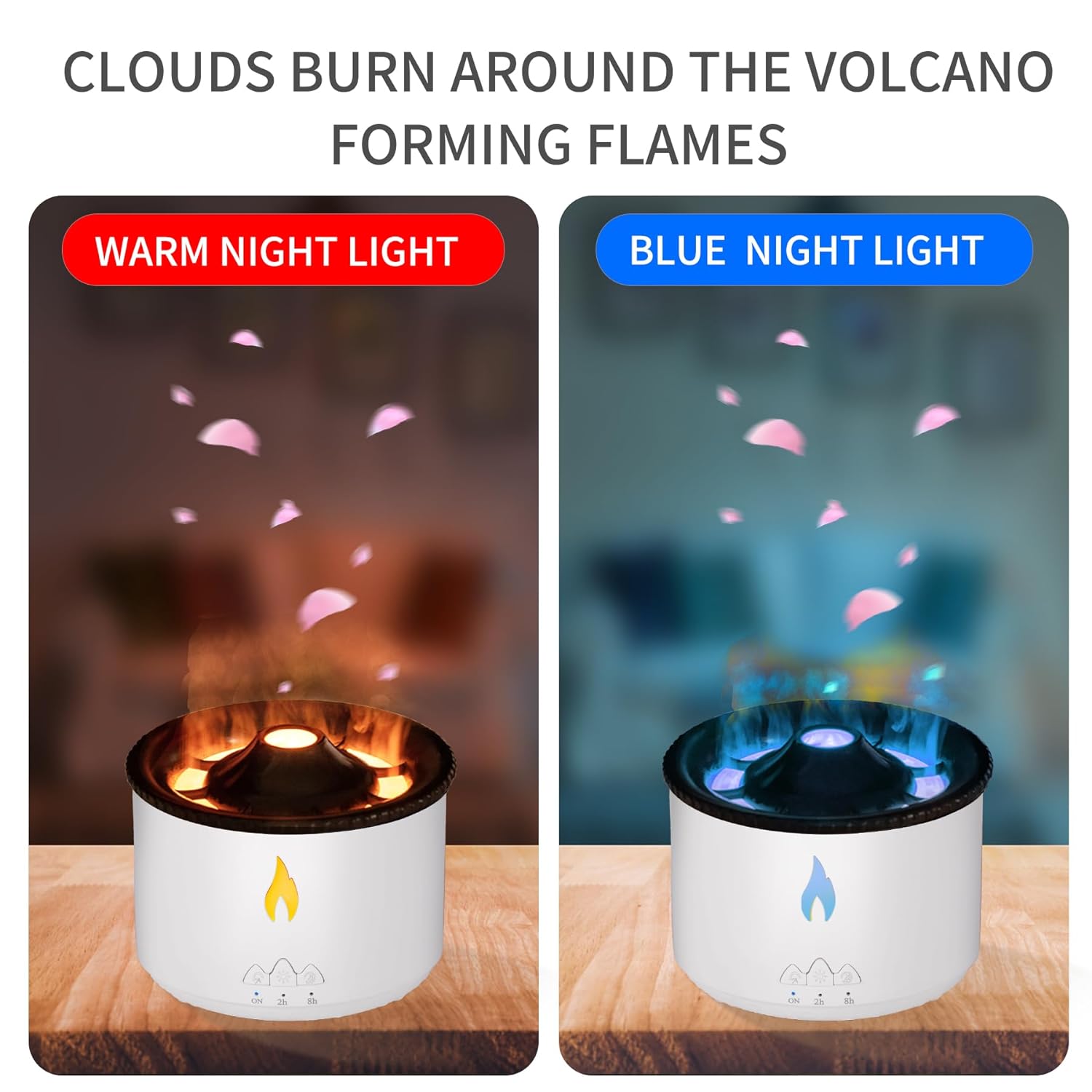 Volcano humidifier multicolor with jelly fish vapour effect